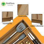 Luxury Acacia Kitchen Drawer Organizer - Silverware Organizer - Utensil Holder and Cutlery Tray with Grooved Drawer Dividers for Flatware and Kitchen Utensils (8 Slot), 17*12.4*2 inch - size: 8 Compartments