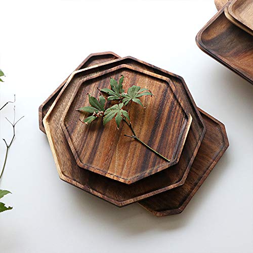 Set of 2 Acacia Wood Charcuterie Boards Round Wooden Serving Tray Fruit Platter Decor Trays Serving Ware Food Dish Serving Platters Christmas Cheese Board Square Party Trays Plate Hosting Essentials - size: 12 & 10 inch