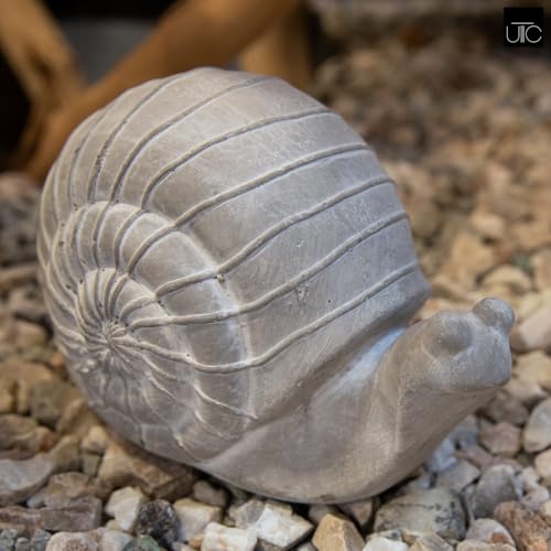 Modern Small Ribbed Grass Snail Figurine, Unique Cement Figurines, Handcrafted Decorative Washed Concrete Finish White Sculpture for Home, Garden, Office: 9.25"x5.25"x5.75"H - size: 9.25"x5.25"x5.75"H