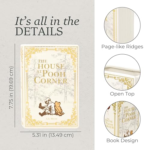 Steel Mill & Co Original Book-Shaped Decorative Vase, Ceramic Vases for Home Decor, Cute Bookshelf Decor, Unique Vase for Book Lovers (Large - The House at Pooh Corner)