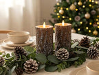 Pine Flameless Pillar Candles Flickering with Remote Timer, Battery Operated LED 3D Moving Flame Real Wax Candles, Set of 2, D3 x H6,Remote Included (Pine) - color: Pine