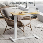 FLEXISPOT H7 Adjustable Overbed Bedside Table with Wheels Pneumatic Mobile Standing Desk Laptop Desk Rolling Computer Cart Movable Table Hospital Home Use(31.5" W x 17.7" D, Maple Large) - color: Maple, size: Large