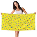 Geometric Objects Pattern Print Microfiber Bath Towel Silver Fox Velvet Luxury Bath Sheet 27.5" x 55" Absorbent Soft Beach Towels for Bath Fitness, Bathroom, Shower, Yoga