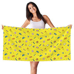 Geometric Objects Pattern Print Microfiber Bath Towel Silver Fox Velvet Luxury Bath Sheet 27.5" x 55" Absorbent Soft Beach Towels for Bath Fitness, Bathroom, Shower, Yoga