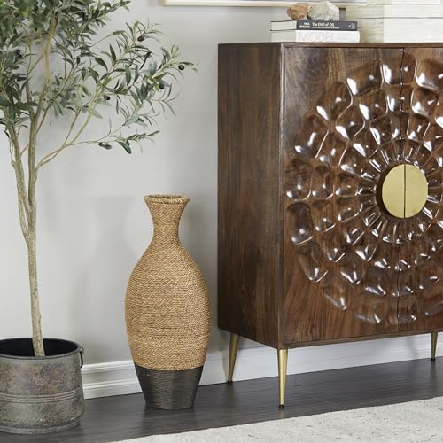 Deco 79 Seagrass Handmade Decorative Vase Tall Woven Floor Centerpiece Vase, Vase for Home Decoration 11" x 11" x 27", Brown - size: 11" x 11" x 27"