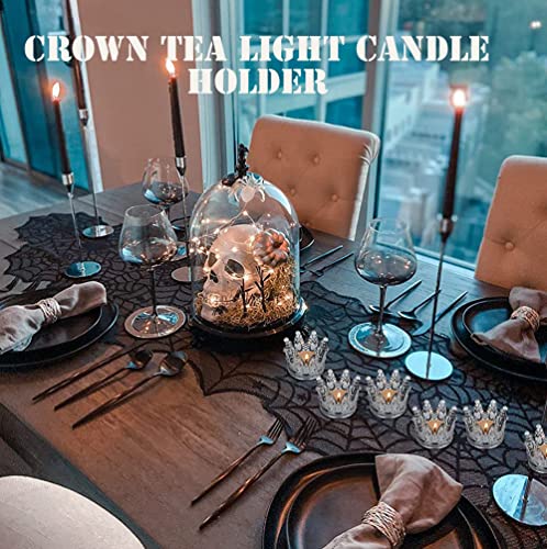 AKOAK 1 Pack Crown Glassware Candle Holder, Elegant Glass Tea Lamp Holder, Tea Light/Tabletop Candle Holder Decoration, Votive Candle Holder, Wedding, Party, Dinner, Family Decoration (Smoky Gray) - color: Smoky Gray