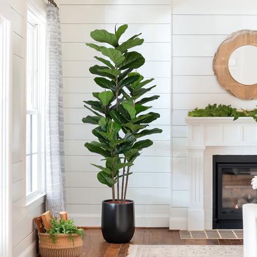Yepdin 2 Pack Fiddle Leaf Fig Tree - Artificial Ficus Tree with Tall Artificial Plants Large 69 Fiddle Leaves -Fake Trees for Indoor Outdoor Home Decor Living Room - style: 2 Pack 6 FT