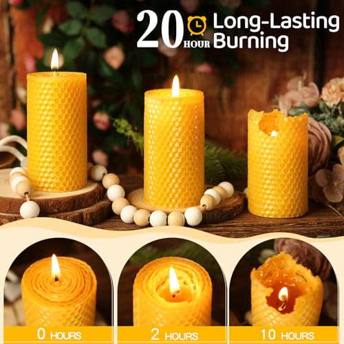 12 Pack Honeycomb Beeswax Candles,240 Hours Long Burning Natural Handmade Beeswax Rolled Pillar Candles, Bees Wax Candles for Home, Prayer,Dripless Smokeless Unscented Pillar Candle 2x4in - color: 2x4in, size: 12pcs