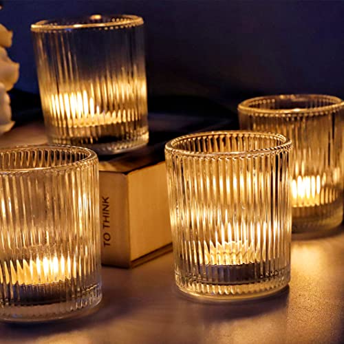 VOHO Clear Votive Candle Holders for Table Centerpiece, Glass Candle Holder Bulk Set of 12, Glass Votive Holder for Home Decor & Holiday Decor(2.1 x 2.6 Inch, Clear) - color: Clear