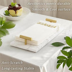LIN CHUAN Marble Napkin Holder,Guest Towel Holder Tray,Marble Tray for Bathroom & Kitchen Countertop with Brass Handles,Paper Hand Towel Holder,White