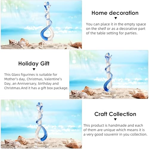 EUSTUMA Hand Blown Glass Couple Figurine,Handcrafted Couples Sculpture, Wedding Anniversary and Valentine's Day Gift,Art Sculpture Collection for Birthday Gift,Affectionate Hug.