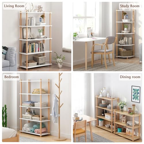 IOTXY 3-Tier Wooden Shelf Bookcase - Modern Open Bookshelf, Free Standing Storage Rack, Multifunctional Display Stand for Home and Office, Oak, Rectangle - color: Oak, size: 3-Tier