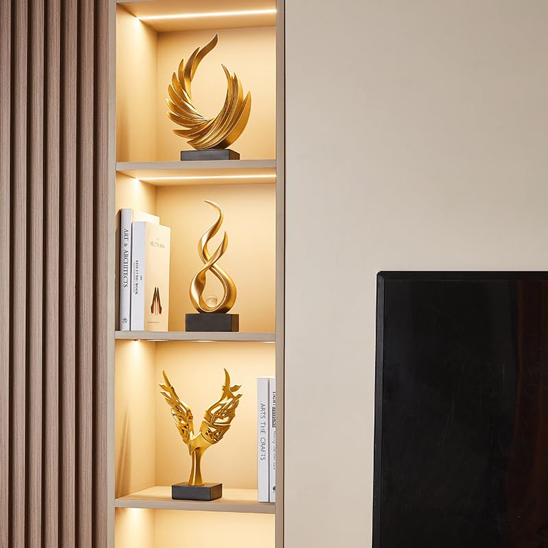 Modern Abstract Art Table Decoration,Resin Gold Statue Modern Ornaments for Living Room Great Gift Idea Home Decor 5 * 2.5 * 10.5 inch,Collectibles