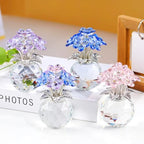 YWHL Blue Crystal Forget Me Not Flowers Gifts for Women, Handmade Glass Flower Bouquet Collectible Figurine for Tabletop Centerpieces - color: Blue