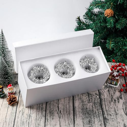 Crystal Candle Holders Lotus Candelabras, Silver Arch Candlestick, Centerpiece Table, Home Hecor for Wedding, Dinning Room, Coffee Table, Kitchen, Living Room (26.7cmL, Tealight Candle) - color: Silver, size: 3-Arm