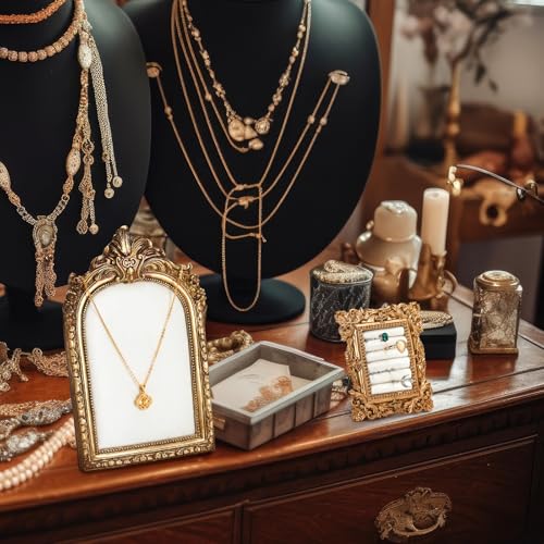 Liliaafar 2 Pcs Vintage Ring Holder Jewelry Display Stand for Vendors Necklace Jewelry Organizer with Velvet Backing for Women Engagement Wedding Anniversary(Classic,White) - color: White, style: Classic