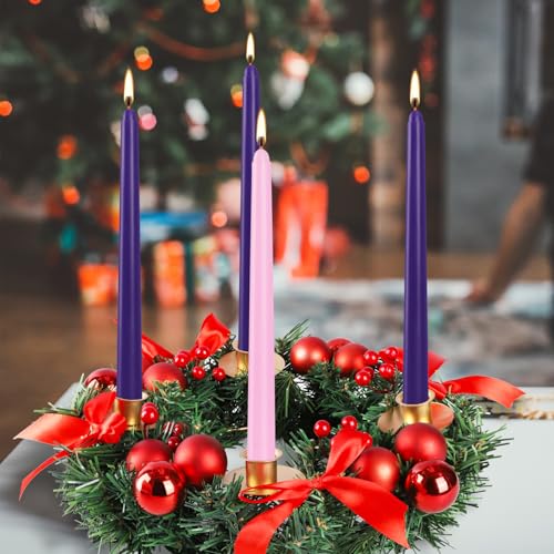 YOROXRG 16 Pack Advent Taper Candles Premium Hand Dipped 10in Unscented Christmas Taper Candles - Ideal for Seasonal Celebrations, Holidays, Church, Celebration, Party - color: Purple/Pink-Advent 16