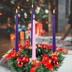 YOROXRG 16 Pack Advent Taper Candles Premium Hand Dipped 10in Unscented Christmas Taper Candles - Ideal for Seasonal Celebrations, Holidays, Church, Celebration, Party - color: Purple/Pink-Advent 16