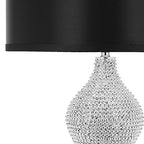 SAFAVIEH Lighting Collection Nicole Modern Silver Bead Base/ Black Shade 25-inch Bedroom Living Room Home Office Desk Nightstand Table Lamp Set of 2 (LED Bulbs Included) - color: Silver/Black - Set of 2