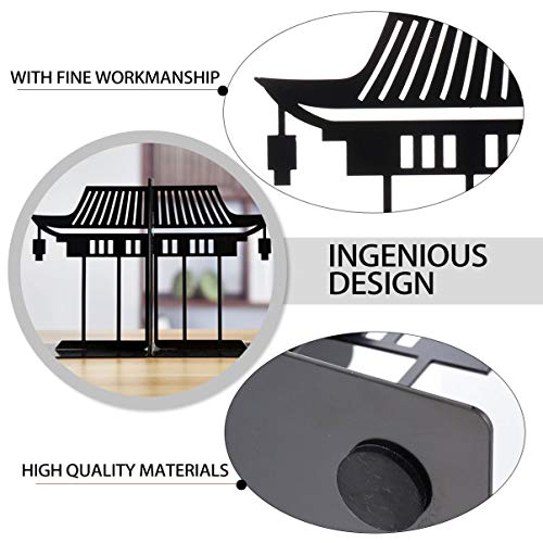 HEALLILY 1 Pair Chinese Bookends Ancient Asian Style Building Pattern Bookends Desktop Decorative Bookshelf Stationery Supplies for Children Adults