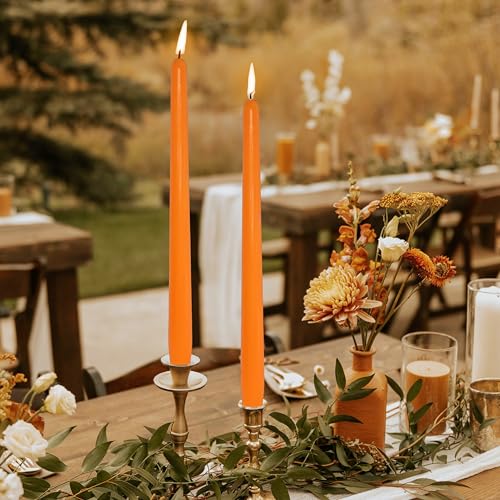 10 Inch Taper Candles Handmade Set of 4 – Unscented Tapered Candles in Orange, Candlesticks Smokeless Candle Sticks for Wedding, Home Decor, and Dinner Table - color: Citrus Scented 4PC