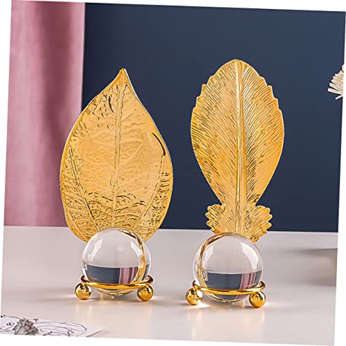 Luxury Crystal Golden Leaf Design Decor for Table and Cabinet Unique Leaf Ornament for Stylish Living Spaces