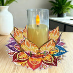 DIY Diamond Art Painting Candlestick Holders 5.71in Mandala Flower Shape Desk Candle Tray Tabletop Ornaments for Wedding Ramadan Party Home Table Centerpiece-Mandala08 - color: Mandala08