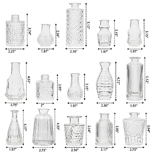 Glass Bud Vase Set of 32 Pcs, Small Glass Vases for Flowers, Clear Bud Vases in Bulk, Vintage Vases for Wedding Centerpieces, Wedding Decorations, Home Table Flower Decor - color: Clear
