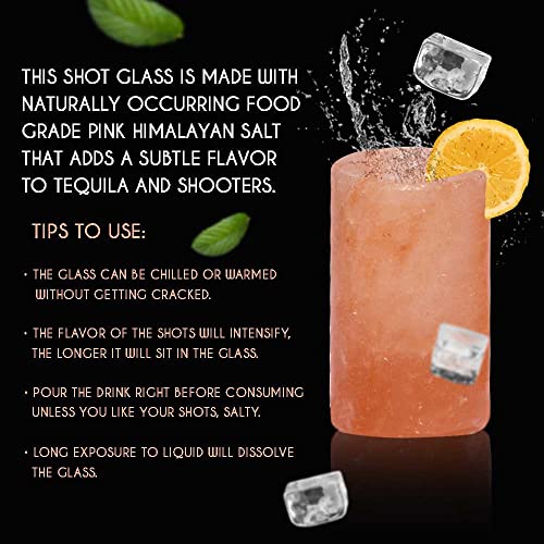 Pride of India | Pink Salt Crystal Accessories (Pink Salt Crystal Shot Glass - Round Shape) | Perfect for cocktails, shooters, tequila | Stylish & Trendy | Highest Quality & Food-Grade - color: Pink Salt Crystal Shot Glass - Round Shape