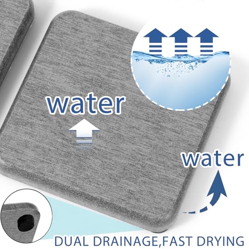 4PCS Water Absorbing Stone Tray, Stone Drying Tray for Bathroom Sink and Kitchen Counter, Fast Drying Diatomite Sink Coasters, Diatomaceous Coaster, Soap Dish Holders - color: Gray