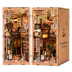 CRIOLPO Book Nook Kits for Adults - DIY Miniature Bookshelf Insert with LED Lights, Creative Craft Book Nook Kits for Adults, Cat Waiting Alley Japanese bookends Gifts for Family Friends Lovers