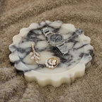 Natural Small Calacatta Viola Marble Tray 6.3", Round Scalloped Tray for Nightstand Dresser, Jewelry Tray for Women's Gift - color: Calacatta Viola