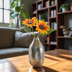 Hosley's 8.75" High Silver Finish Hammered Metal Vase. Ideal Gift for Floral Arrangements Weddings, Special Events, Aromatherapy,Spa, Reiki, Meditation O4 - color: Silver 5