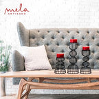 Lainon Candle Holders for Pillar Candles (Black, Set of 3) - Hand Crafted Black Metal Candle Holder Set - Metal Candle Holders Pillar for Table Centerpiece - Modern Candle Stand - 6", 9", 12" - color: Metal - Black