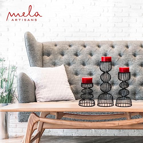 Lainon Candle Holders for Pillar Candles (Black, Set of 3) - Hand Crafted Black Metal Candle Holder Set - Metal Candle Holders Pillar for Table Centerpiece - Modern Candle Stand - 6", 9", 12" - color: Metal - Black