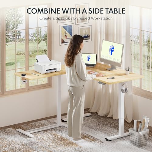 FLEXISPOT H7 Adjustable Overbed Bedside Table with Wheels Pneumatic Mobile Standing Desk Laptop Desk Rolling Computer Cart Movable Overbed Table Hospital Home Use(27.6" W x 15.7" D, Maple Table) - color: Maple, size: Small