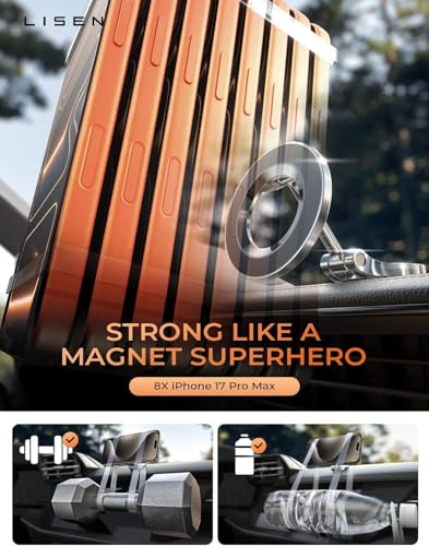 LISEN for MagSafe Car Mount for iPhone 17 Pro Max [24 Strong Magnets] Classic Magnetic Phone Holder for Car Dashboard Magnet Phone Mount Car Cell Phone Holder for iPhone 17 Pro Max Air 16 15 14 13 12 - color: Black, size: Driver Setup