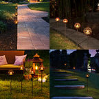 Solar Pathway Lights Outdoor, Rust Iron Ball Candle Holder Stake with Flickering Solar Powered Tea Lights, Perfect Decorative Garden Lighting for Yard Lawn Patio Landscape Decor Outside-4Pack - style: 4PK Stake Lights