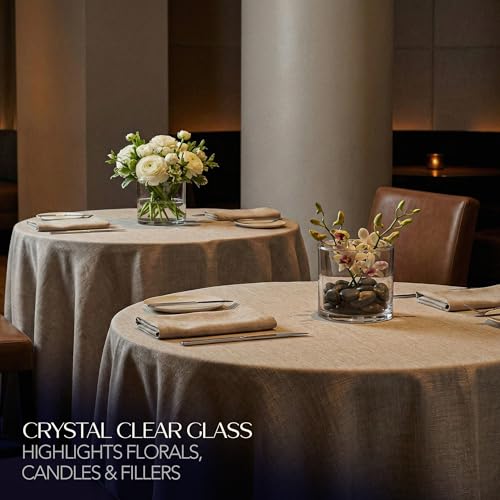 Glass Cylinder Flower Vase Centerpieces for Tables 5"x 5" Tall (4.2" Usable Depth) Set of 6 -Glass Vase Candle Holders Wedding Decor Vases for Centerpieces, Home & Event Decorations - Royal Imports - size: 5" wide x 5" tall - Set of 6
