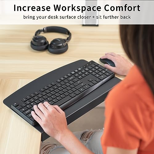 VIVO 17 inch Corner Desk Connector Platform for Mounting Under-Desk Keyboard Trays on L-Shaped Workstations, Black, DESK-AC07S - color: Black