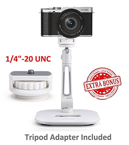 AboveTEK Tablet Stand Holder, Stylish Aluminum iPad Stands, Foldable 360° Swivel iPad iPhone Table Stand Holder fits 4-11" Tablets/Smartphones for Kitchen Bedside Office POS Showroom Reception (White) - color: White, size: 4"-11"