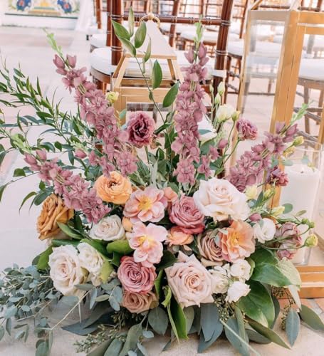 8PCS Delphinium Artificial Flowers Larkspur Fake Flowers 33.5in Long Stem Faux Silk Flowers for Tall Vases for Home Wedding Party Floral Arrangements Centerpiece Table Decorations (Cameo Brown) - color: Cameo Brown