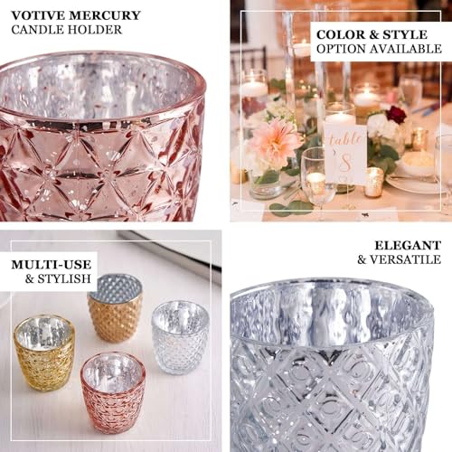 Efavormart 6 Pack | 3" Silver Mercury Glass Candle Holders, Votive Tealight Holders - Assorted Geometric Designs - color: Silver Mercury Assorted Geometric, size: 3 inches