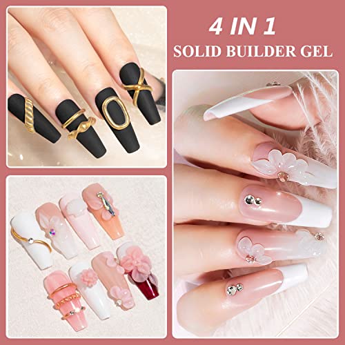 MIZHSE 3D Nail Gel Nail Art Sculpture, Non-Sticky 4 Colors Solid Builder Gel Nude Clear White Pink Hard Builder Nails UV LED Molding Gels Nail Extension for Salon Manicure Home DIY - color: 0-0-Classic Colors
