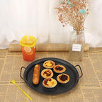 Hipiwe Industrial Style Metal Iron Tray Galvanized Serving Tray for Coffee Table, Home Decorative Centerpiece Tray Rustic Breakfast Serving Tray with Handles (Round) - style: Round