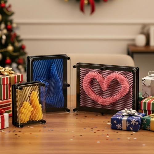Dicunoy 3 Pack Plastic Pin Art Board, 3D Pin Art Sensory, 3 Size Classic Pin Impression Sculpture Needle for Creativity, Gift and Decoration for Adults, Customers, Home, Office