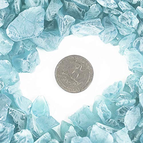 CYS EXCEL Frosted Light Blue Sea Glass (4 LBS, Approx. 6 Cups) | Multiple Color Choices Crushed Glass Vase Filler | Aquarium Nautical Decor for Art Crafts - color: Frosted Light Blue, size: 4 LBS