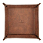 SITHON Valet Tray Desktop Storage Organizer – Premium PU Leather Catchall Bedside Vanity Tray Nightstand Caddy Holder for Keys, Phone, Wallet, Coin, Valentine's Day Gift, Brown - color: Brown