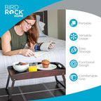BirdRock Home Bamboo Bed Tray | Wooden Curved Sides Breakfast Serving Tray with Folding Legs | Walnut