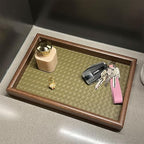 Wood Decorative Serving Tray & Valet Catchall - Holds Keys, Wallet, Phone, Jewelry - 12x8 Inch for Coffee Table, Ottoman, Nightstand, Entryway, Kitchen Home Decor